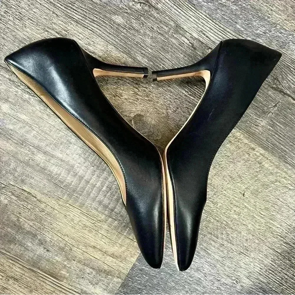 Thesis Couture Eve Classic Pump Designer Heels Black Leather Size EU 38 US 7.5